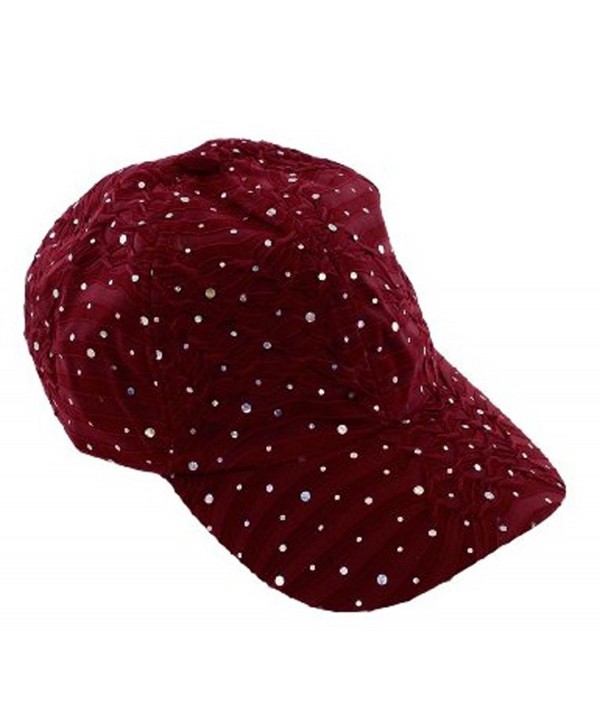 Glitzy Game Sequin Trim Baseball Cap in 21 Assorted Colors - Maroon - CV1162Y6IJH