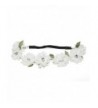 Lux Accessories Full Bloom Cream White Stretch Flower Green Leaf Coachella Floral Headband - CP11L7LRH3L