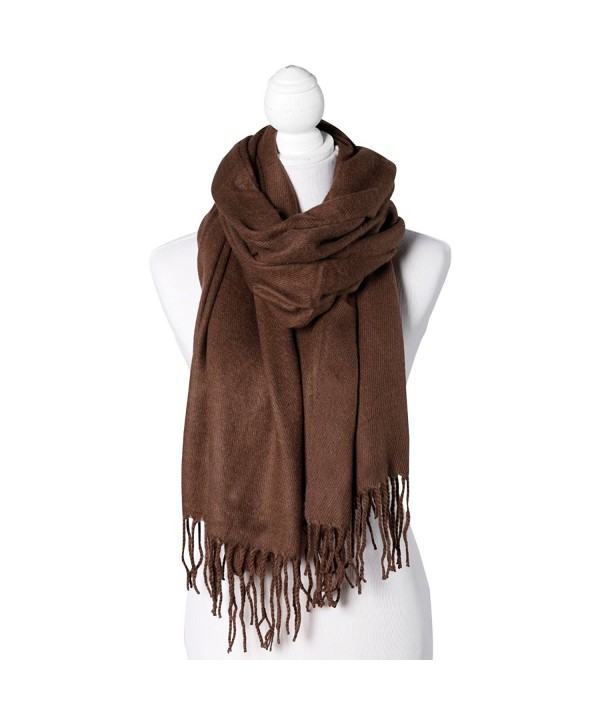 Cocoa Solid Color Fringe Women's Fashion Warm Winter Blanket Scarf Scarves Shawl - CR18777YO9Z