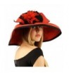 Summer Floral Floppy Sun Big Wide 6" Brim Beach Resort Hat Adjustable - Red - C111CHZMUAP