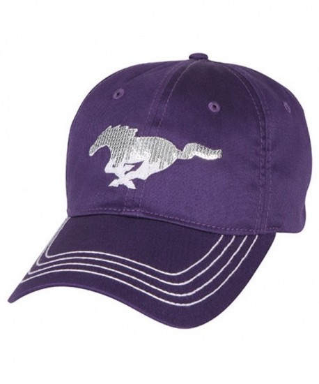 Genuine Ford Mustang Women's Ladies Sequin Pony Purple Baseball Cap Hat - CO11RDPYAGB