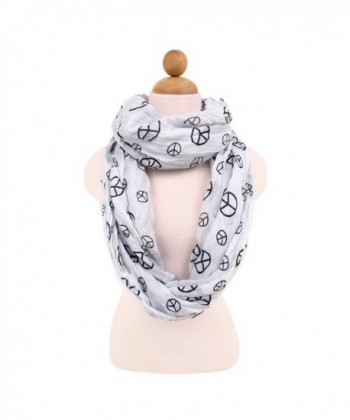 Premium Peace Sign Infinity Loop Fashion Scarf - Different Colors Available - Off White - CD11HY7VGRF