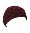 Wrapables Hand Knit Winter Warmth Floral Headband- Burgundy - C611LJ635IZ