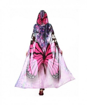 Litetao Halloween Novelty Print Chiffon Butterfly Wing Cape Peacock Poncho Shawl Wrap - Hot Pink - CD185W3O8LD