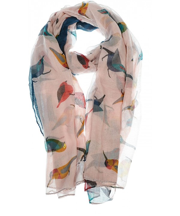 Hand By Hand Aprileo Bird Pattern Scarf Shawl Wrap Solid Border Animal Thin Scarf - Pink. - CT12GUFVNY7