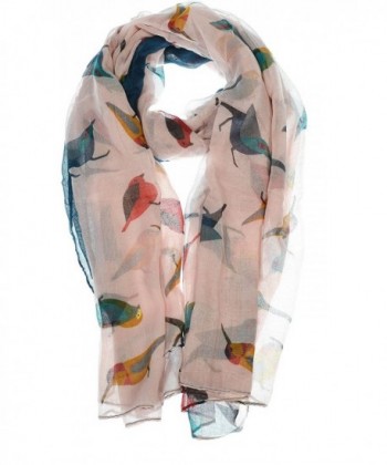 Hand By Hand Aprileo Bird Pattern Scarf Shawl Wrap Solid Border Animal Thin Scarf - Pink. - CT12GUFVNY7