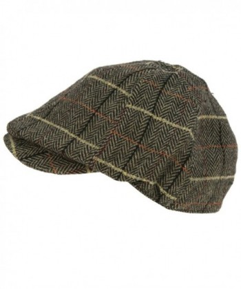 Men's Winter Wool Duck Bill Herringbone Snap Ivy Cabbie Hat Cap - Charcoal - CY110LGHV2Z