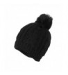 FUNOC Unisex Winter Warm Ski Cable Knitted Slouch Cap Bobble Pom Beanie Cap Hat - Black - CO1862DT2NE