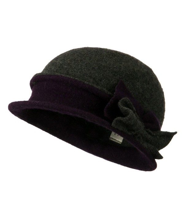2 Toned Boiled Wool Bucket Hat with Bow Detail - Grey - CZ11BKZUS8P