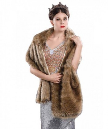 Aukmla Bridal Wraps and Shawls Fur Stole for Women and Girls. - Brown - CS186I945DW