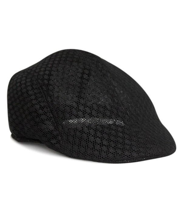 LOCOMO Men Women Simple Plain Color Breathable Mesh Summer Flat Cap FFH162GRY - Black FFH260 - CH11WT7KW39