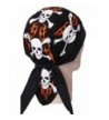 Skull Cap Biker Caps Headwraps Doo Rags - Crossbone Skulls w/Orange Tribal - CG12ELHMFL1