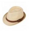 Hemantal Men & Women's Miami Structured Straw Fedora Hat w/PU Leather Band - Natural Hat Brown Belt - CH180CS53SM