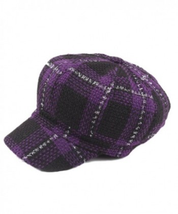 ZLSLZ Womens Knitting Plaid IVY newsboy Cabbie Gatsby Paperboy Painter Hats Caps - Purple - CG1867ERLY8