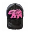Glitter Mama Bear Distressed Look Grey Trucker Cap Hat Fashion - Neon Pink Glitter - C0182ST44T6