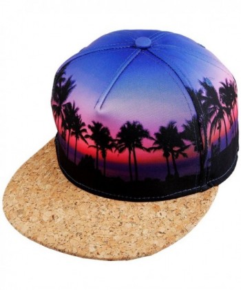 Samtree Unisex Snapback Hats-Coconut Tree Landscape Printed Flat Brim Baseball Cap - 011-purple - C212NRAPFVO