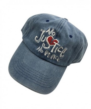 Guangping Liu No Justice No Peace Dad Hat Baseball Cap Embroidered Adjustable - Denim - C7186MT8MWX