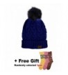 BASICO Women/Men's Winter Fur Ball Pompom Beanie Cozy Knit Hat - Pompom5 Navy + Free Gift - CN187WX6LG3