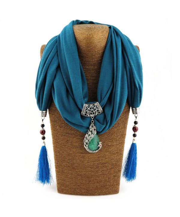 YOUR SMILE - Premium Soft Solid Color Sheer Infinity Fringe Scarf (Teal/Pendant) - CY187HLINZ8