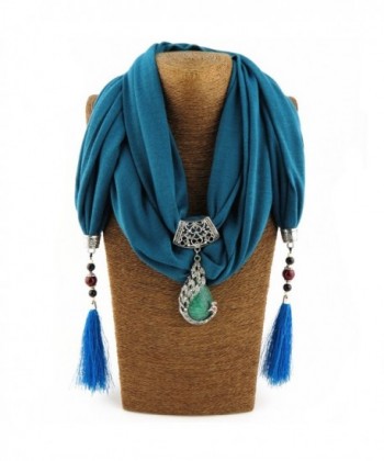 YOUR SMILE - Premium Soft Solid Color Sheer Infinity Fringe Scarf (Teal/Pendant) - CY187HLINZ8