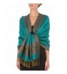 Sakkas 70 x 28-Inch Border Pattern Layered Woven Pashmina Shawl Scarf Wrap Stole - Sea Green - C6113KBJRDJ