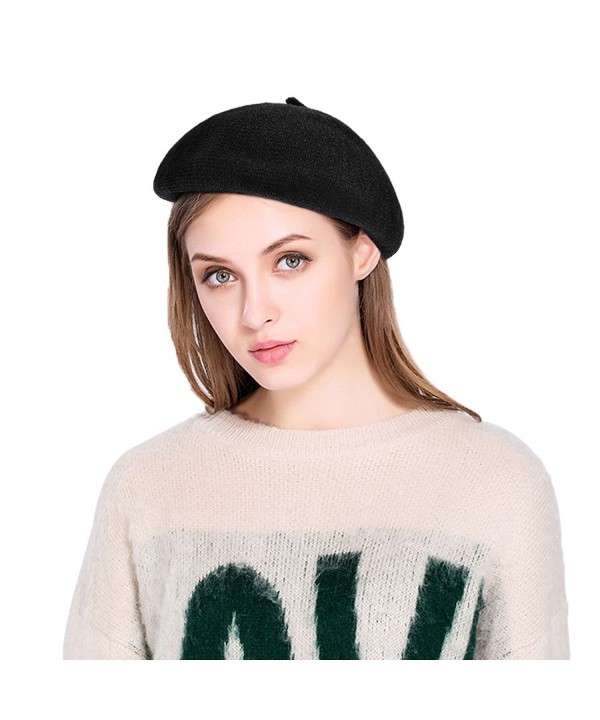 Winter Beret Hat Woolen Beanie Cap Classic French Beret Hat For Women ...