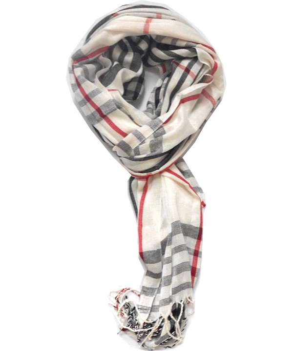 TitFus Classic Designer Inspired Plaid Pashmina Scarf Wrap shawl throw large (White) - C811JZR0SYJ