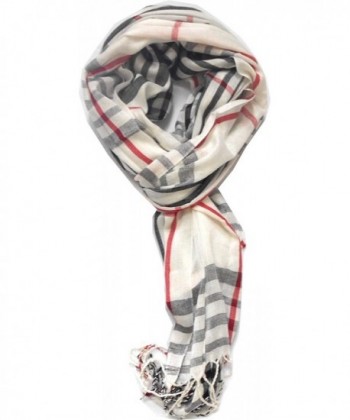 TitFus Classic Designer Inspired Plaid Pashmina Scarf Wrap shawl throw large (White) - C811JZR0SYJ