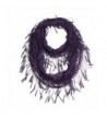 Falari Women Loop Infinity Lace Scarf With Fringes - Style 1 - Dark Purple - CI12G3MQQJ9