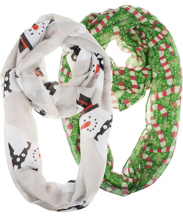 Vincent Elegant Infinity Christmas Snowman - Christmas Gray Snowman and Green Candy Cane - C1188XORNG5