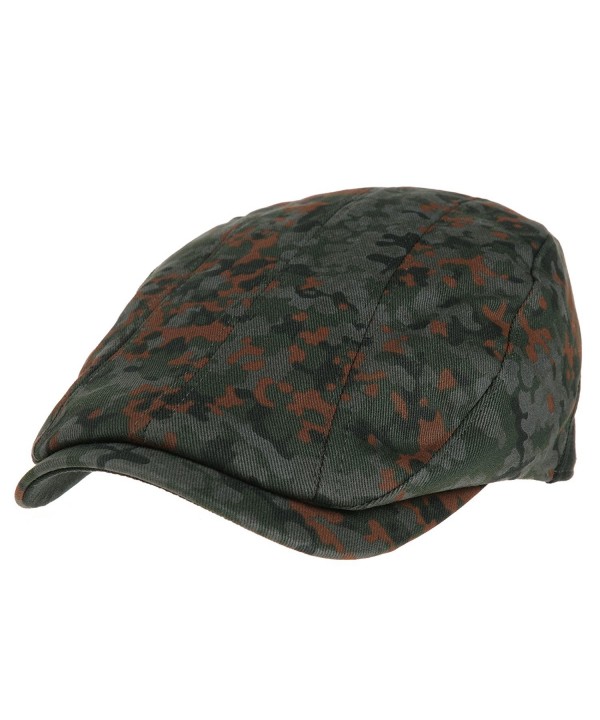 WITHMOONS Mens Flat Cap Camouflage Vertical Stitch IVY Hat LD3438 - Green - CL12MUECKDZ