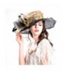 Harmony Life Women Foldable Organza Church Derby Hat Ruffles Wide Brim - Gold-b - CG17Z6MX3XS