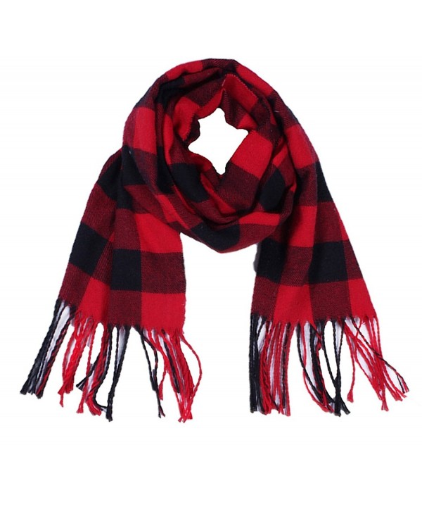 Wander Agio Kids Scarf Warm Shawls Scarves Parent-child Scarf Womens Plaid Scarfs Small - Red Black - C7186275QMC