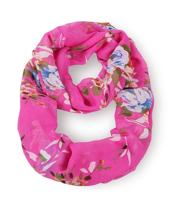 MissShorthair Fashion Women's Multicolor Floral Print Chiffon infinity Circle Scarf - Azalea - CQ11T0046HV