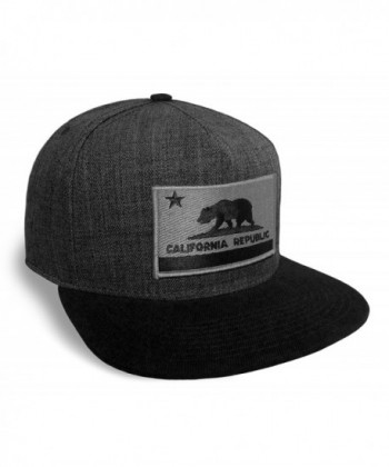 California State Flag Dark Grey And Black Flat Brim Baseball Cap Hat Snapback - CR17Y095ZQX