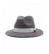 HH HOFNEN 100% Wool Fedora Hats For Women Vintage Wide Brim Mens Fedora Cap - Grey - CZ185YHKNS3