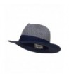 Two Tone Herringbone Panama Hat - Navy - C8124YMDUCB