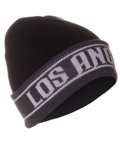 American Cities Unisex USA Block Letters Long Knit Hat Cap Beanie - Los Angeles Black Gray - CL1297HA11F