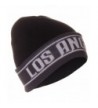 American Cities Unisex USA Block Letters Long Knit Hat Cap Beanie - Los Angeles Black Gray - CL1297HA11F