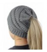 Faisean Womens Slouchy Beanie Knit Winter Messy Bun Hats Chunky Cable Knit Ponytail Caps - Gray - C9187CTXTNX