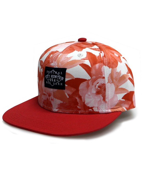 City Hunter Cf2121 Water Flower Snapback Hats - 2 Colors - Red - CD11YE8P1JV