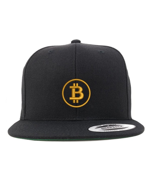 Trendy Apparel Shop Bitcoin Embroidered Flat Bill Snapback Baseball Cap - Black - CH185NO0ESH