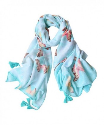 GERINLY Bikini Cover Up Butterflies Print Scarf Beach Wrap Shawl - Cyan - CC18C3U48D5