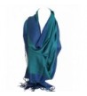 Two Sided Reversible Plain Pashmina Feel Wrap Scarf Shawl Stole Head Scarves - Green & Blue - C112O020V1U