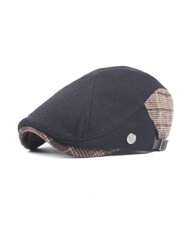 Soultopxin Men Black Retro Newsboy Beret Cotton Hat Cabbie Flat Cap - Black - CP187KD5KXK