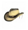 Classic Outback Tea Stained Cowboy Hat w/ Beaded Band - Shapeable Brim - CI17Y7O4KMH