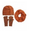 ScarvesMe C.C 3pc Trendy Confetti Thick Soft Warm Chunky Soft Stretch Cable Knit Beanie Gloves Scarves SET - Rust - C018693TEDK