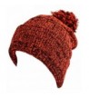 Beanie PomPom Variegated Striped Cuff Grany Style Knit Unisex Women Men - Orange - C4127678ZTJ