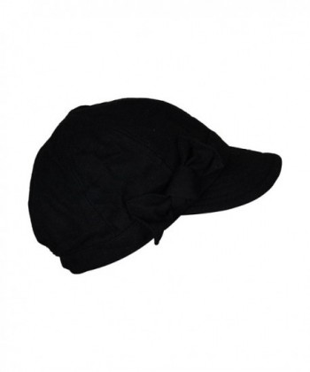 Ladies Winter Cap with Bow - Black - CJ12C2YIAEP