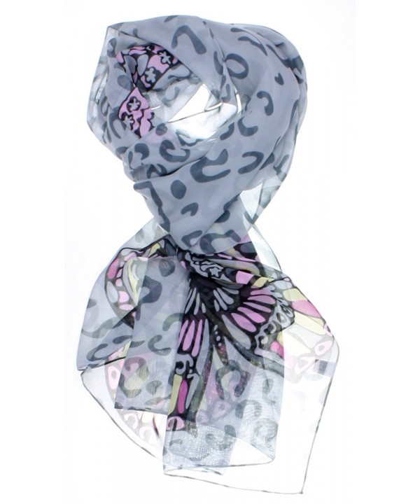 ForeverScarf Silk Thin Neckerchief Scarf with Animal Print and Butterfly - Grey - CC110Y2RSDX